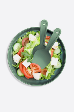 Büyük Boy Salata Seti 4 Litre, Çok Amaçlı Hazırlık Servis Kasesi + Karıştırma Çatal Kaşığı Yeşil