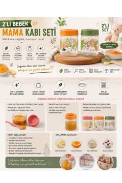 2’li Bebek Cam Mama Kabı Seti, Sızdırmaz Conta Kapaklı Cam Mama Yoğurt Gıda Kavanozu 2x200ml