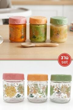 3’lü Bebek Cam Mama Kabı Seti, Sızdırmaz Conta Kapaklı Cam Mama Yoğurt Gıda Kavanozu 3x200ml