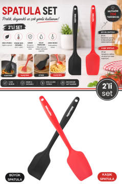 2’li Silikon Spatula Seti, Tek Parça Yapışmaz Pasta Krema Çikolata Karıştırma Sıyırma Spatula Seti