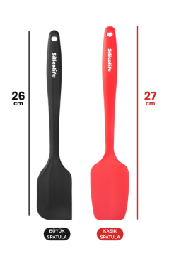 2’li Silikon Spatula Seti, Tek Parça Yapışmaz Pasta Krema Çikolata Karıştırma Sıyırma Spatula Seti