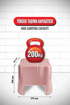 Flora Herkül Banyo Taburesi, Kaydırmaz Kauçuk Tabanlı 200 Kg Taşıma Kapasiteli Lüks Tabure Pembe