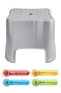 Flora Herkül Banyo Taburesi, Kaydırmaz Kauçuk Tabanlı 200 Kg Taşıma Kapasiteli Lüks Tabure Gri