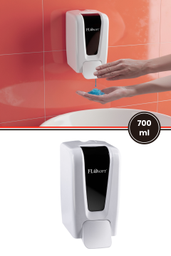 Flosoft F248 Manuel Gagalı Sıvı Sabun Dispenseri, 700 ml Banyo Mutfak Duvara Monte Sabunluk Beyaz