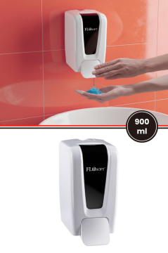 Flosoft F248 Manuel Gagalı Sıvı Sabun Dispenseri, 900 ml Banyo Mutfak Duvara Monte Sabunluk Beyaz