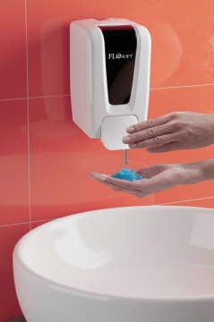 Flosoft F248 Manuel Gagalı Sıvı Sabun Dispenseri, 900 ml Banyo Mutfak Duvara Monte Sabunluk Beyaz