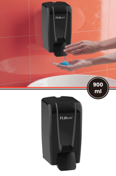 Flosoft F248S Manuel Gagalı Sıvı Sabun Dispenseri, 900 ml Banyo Mutfak Duvara Monte Sabunluk Siyah
