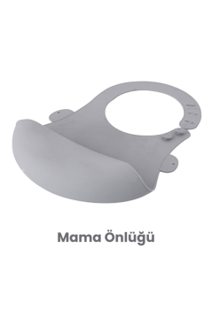 3'lü Silikon Beslenme Seti BPA Free, Silikon Mama Önlüğü + Vakumlu 3 Gözlü Tabak + 2 Adet Kaşık