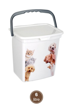 Evcil Hayvan Mama Kovası, Kapaklı Kulplu Kedi Köpek Mama Saklama Kabı Kutusu 6lt