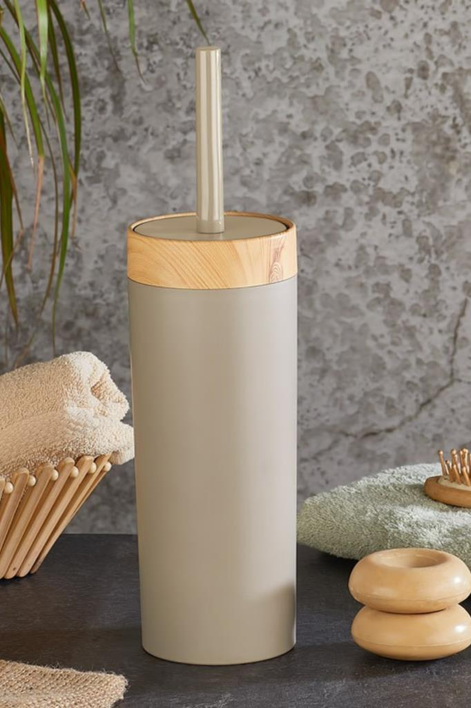 Flosoft Bambu Desenli Klozet Wc Fırçası Kahve