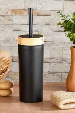 Flosoft Bambu Desenli Klozet Wc Fırçası Siyah