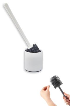 Silikon Başlıklı Klozet Fırça Takımı Yuvarlak, Klozet Banyo WC Tuvalet Temizlik Fırça Seti