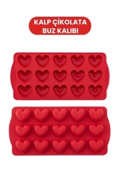 2’li Silikon Kalp ve Çubuk Kalıbı Seti, Kalp + Çubuk Buz Çikolata Sabun Silikon Kalıbı Seti BPA Free