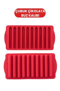 2’li Silikon Kalp ve Çubuk Kalıbı Seti, Kalp + Çubuk Buz Çikolata Sabun Silikon Kalıbı Seti BPA Free
