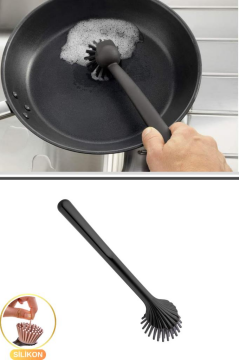 Silikon Başlıklı Fırça, Bulaşık Yıkama Lavabo Temizleme Mutfak Banyo Tezgah Temizlik Fırçası