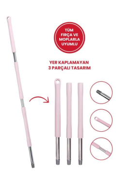 Saplı Oto Fırçası Seti, Araba Otomobil Yıkama Fırça Seti, 3 Parçalı Sap 115 cm ve Oto Fırça 20 cm Pembe