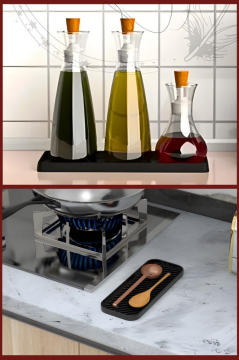 Silikon Çok Amaçlı Tezgah Üstü Altlık, Yağdanlık Sabunluk Sünger Kepçe Kaşık Matı Lavabo Tepsisi