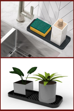 2 Adet Silikon Tezgah Üstü Altlık, Yağdanlık Sirkelik Sabunluk Altlığı + Kepçe Kaşık Matı 2’li Set