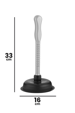 Battal Vantuz Pompa Siyah, Mutfak Banyo Lavabo Küvet WC Tuvalet Gider Açıcı Büyük El Pompası 16x33cm