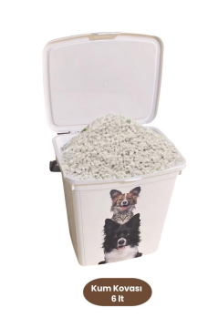 2’li Evcil Hayvan Mama Kovası Seti, 2 Adet Kapaklı Kulplu Kedi Köpek Mama Saklama Kabı Kutusu 6lt