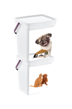 2’li Evcil Hayvan Mama Kovası Seti, 2 Adet Kapaklı Kulplu Kedi Köpek Mama Saklama Kabı Kutusu 6lt