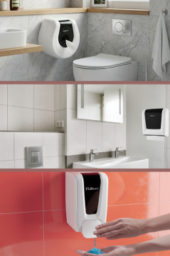Flosoft 3'lü Hijyen Seti, F069 WC Kağıt Verici + F114 Z Katlamalı Havluluk + F248 ml Sıvı Sabunluk