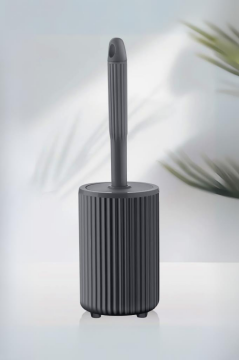 Flora Yuvarlak Tuvalet Fırçalık, Klozet Banyo WC Temizlik Fırçası Gri