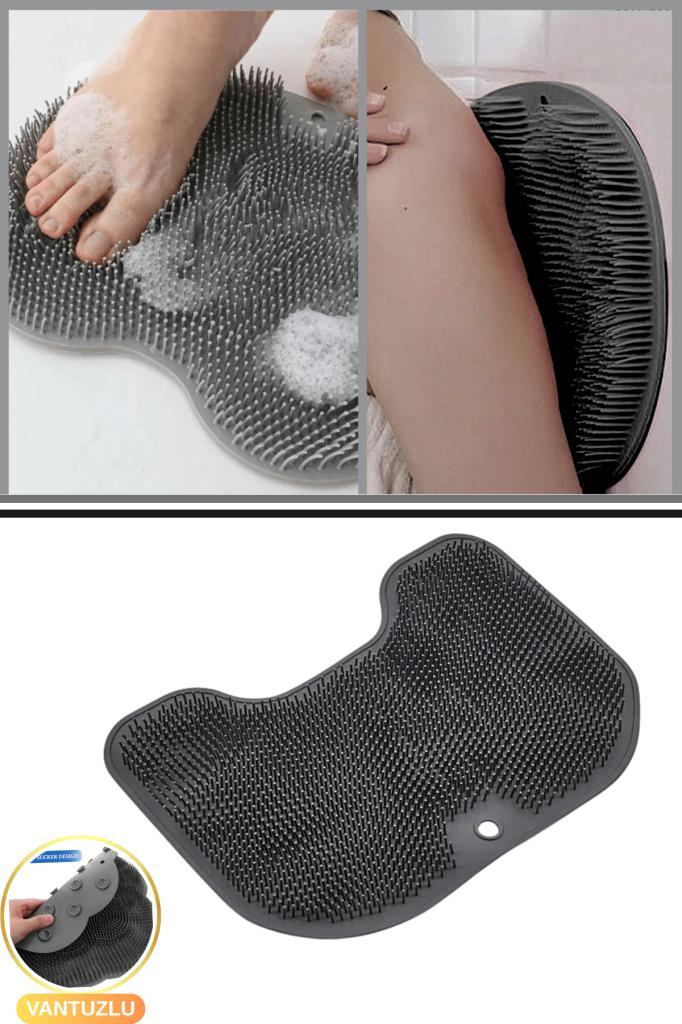 Vantuzlu Sırt ve Ayak Duş Matı, Banyo Duş Küvet İçi Kaymaz Tabanlı Ovma Yıkama Temizleme Matı