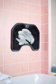 Vantuzlu Sırt ve Ayak Duş Matı, Banyo Duş Küvet İçi Kaymaz Tabanlı Ovma Yıkama Temizleme Matı Gri