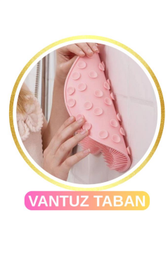 Vantuzlu Sırt ve Ayak Duş Matı, Banyo Duş Küvet İçi Kaymaz Tabanlı Ovma Yıkama Temizleme Matı Pembe