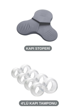 Kapı Stoper Seti, 3 Kademeli Kapı Altı Tutucu Takoz + 4 Adet Kapı Pencere Kolu Darbe Önleyici Tampon