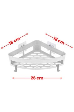 2 Adet Yapışkanlı Köşeli Raf, Vidalama Gerektirmeyen Banyo Duş Şampuan Mutfak Baharat Rafı Beyaz