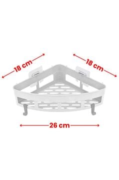 2 Adet Yapışkanlı Köşeli Raf, Vidalama Gerektirmeyen Banyo Duş Şampuan Mutfak Baharat Rafı Beyaz