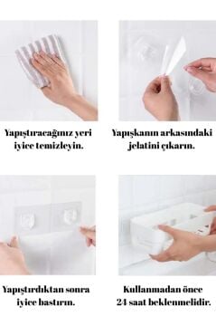 2 Adet Yapışkanlı Köşeli Raf, Vidalama Gerektirmeyen Banyo Duş Şampuan Mutfak Baharat Rafı Beyaz